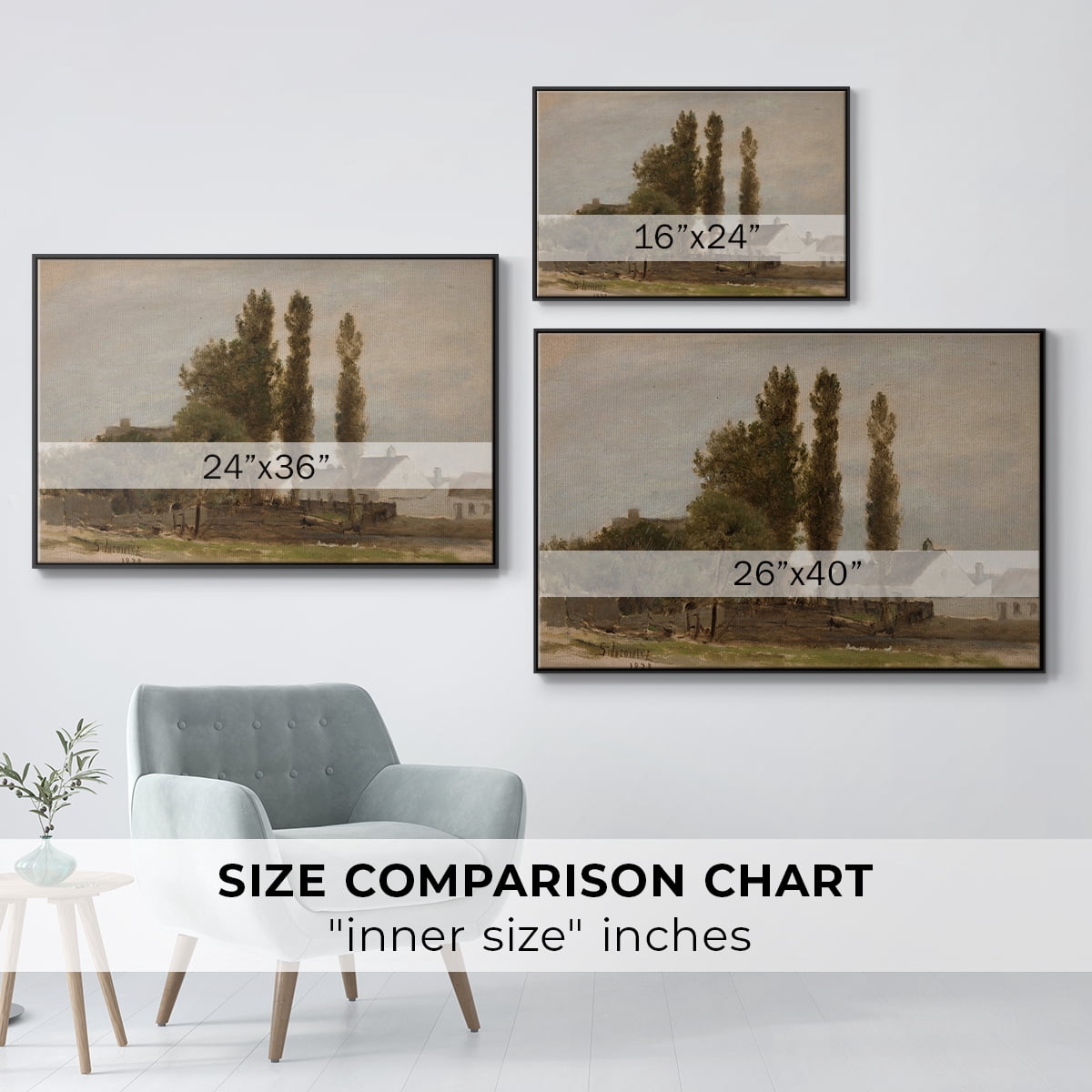 Vintage Landscape-CCXXX By Wexford Home Framed in Black Wood Gallery Wrapped Canvas 17 in. x 25 in.