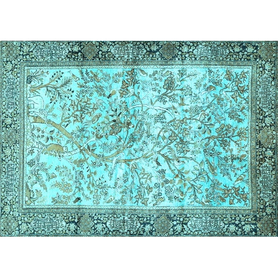 Ahgly Company Indoor Rectangle Animal Light Blue Traditional Area Rugs, 3' x 5'