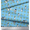 thumbnail image 2 of Soimoi polyester Crepe Fabric Dot & Penguin Ocean Print Sewing Fabric Yard 52 Inch Wide, 2 of 3