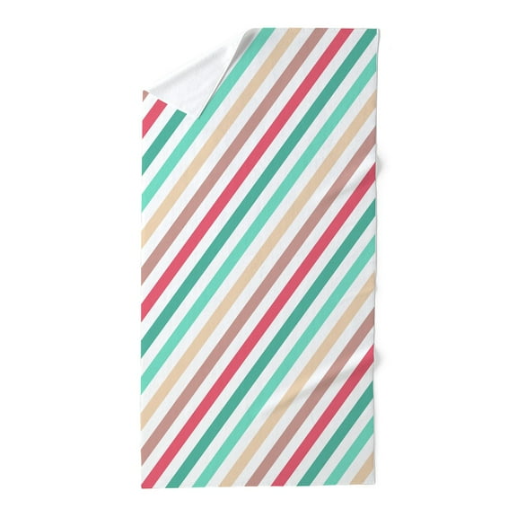 CafePress - Diagonal Colorful Stripes - Large Beach Towel, Soft 30"x60" Towel with Unique Design