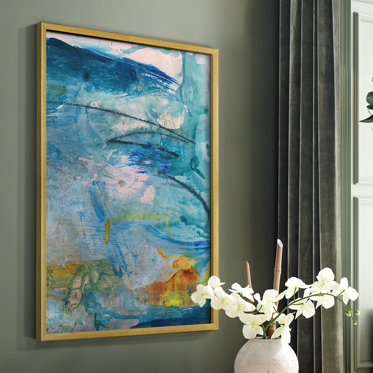 Spring Winds V in Gold Solid Wood 16 x 20 Framed Print