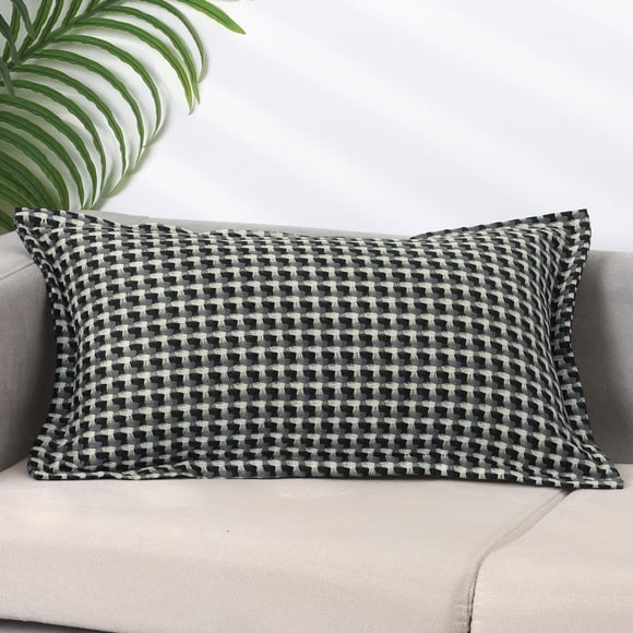 REGALWOVEN 1 Pc Fundas de Almohada a Cuadros con Patrón Fundas Decorativas Retro Cuadradas Gris Cuadrado 12" x 20"