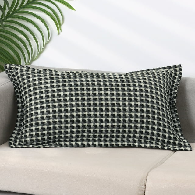 REGALWOVEN 1 Pc Fundas de Almohada a Cuadros con Patrón Fundas Decorativas Retro Cuadradas Gris Cuadrado 12" x 20"