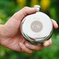 thumbnail image 3 of Weddingstar Customizable Silver Stainless Steel Round Hip Flask \u2013 Circle Monogram Engraving, 3 of 4