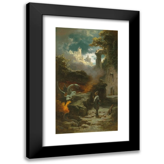 Carl Spitzweg 10x14 Black Modern Framed Museum Art Print Titled - The Witch Champion (The Sorcerer) (Around 1875-1880)