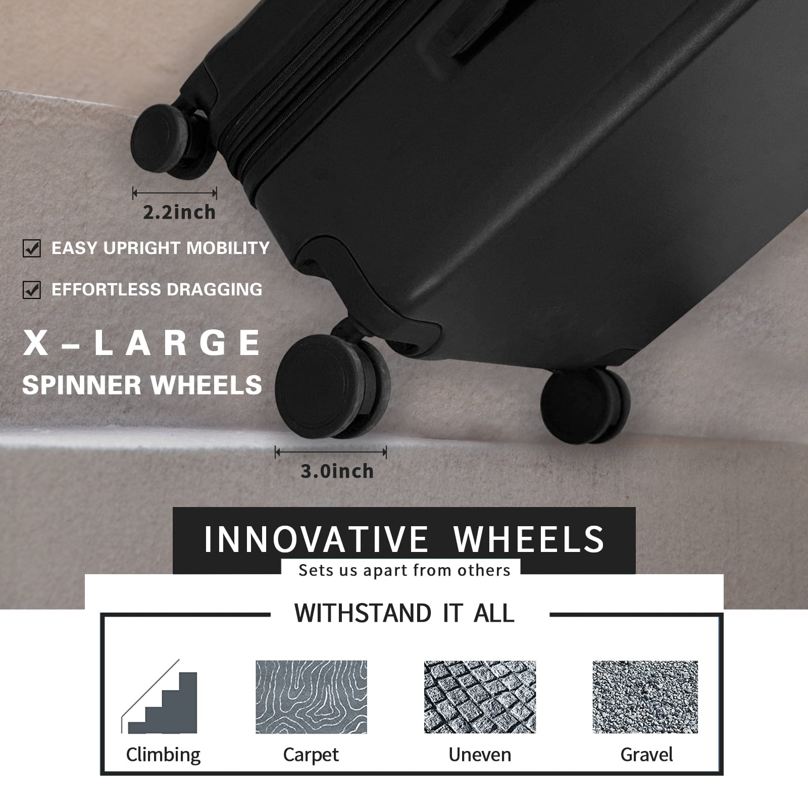VERAGE Freeland Large Luggage with X-Large Spinner Wheels, Expandable Hardside Travel Luggage, Rolling Suitcase TSA Approved (29-Inch, Black)