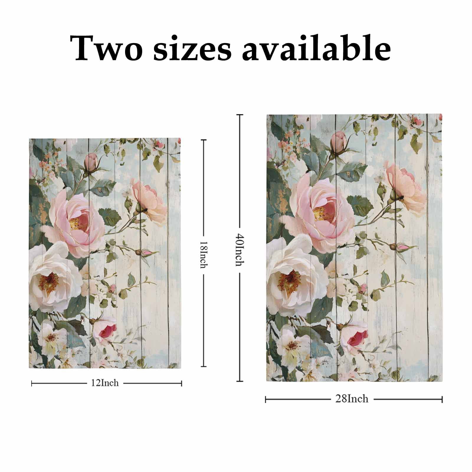 Retro Pink Rose House Flags For Outdoor, White Flowers Leaf Blue Board Pastoral Small Double Side Yard Flags Weather Proof House Decor for Lawn Outside Holiday 28 x 40 Inches