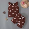 thumbnail image 2 of Odeerbi Baby Boy Girl Clothes Toddler Outfit Sleeveless Rainbow Cactus Print Tank Top Shorts Children Two-piece Set Brown, 2 of 7