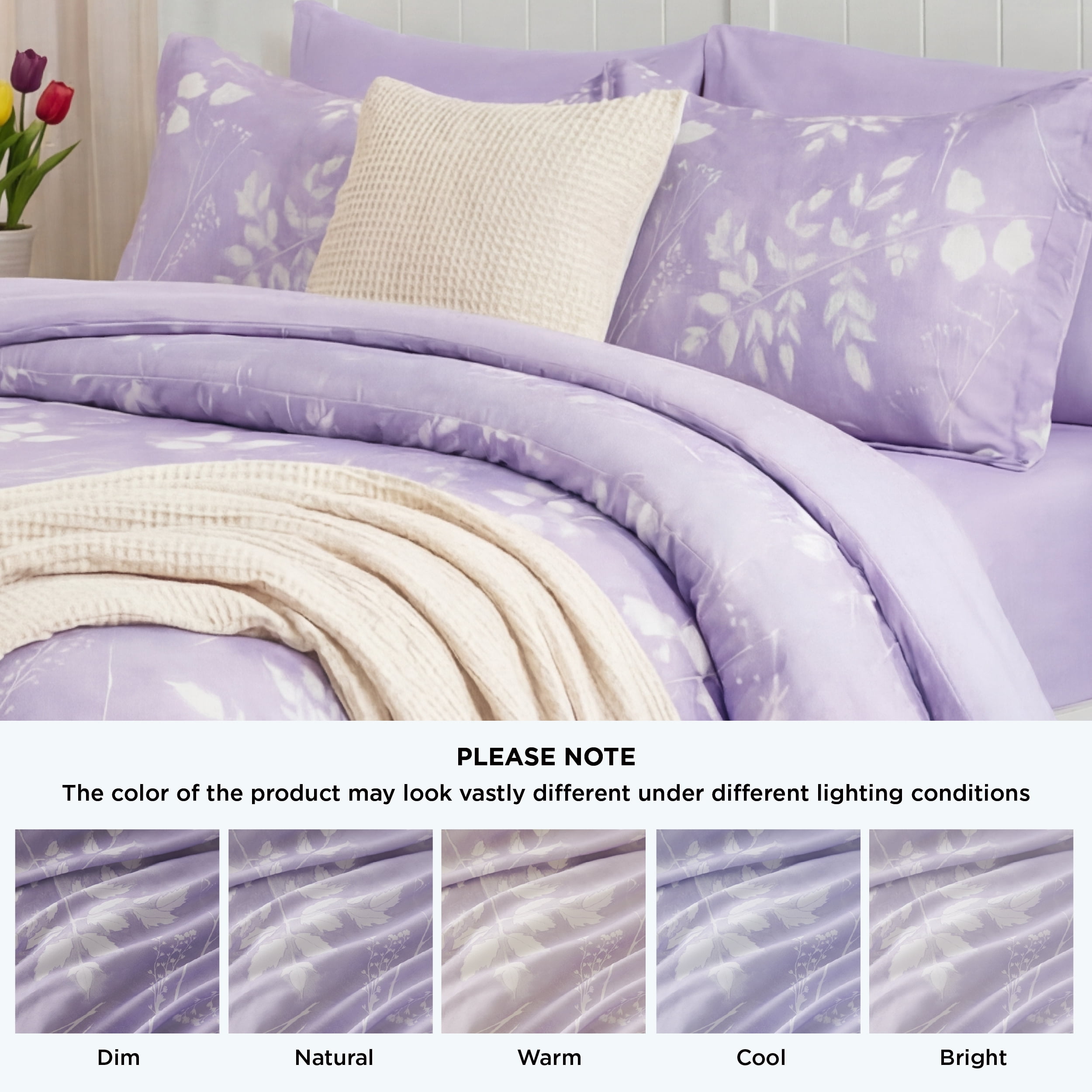 U by Bedsure Full Comforter Set Lavender, Bed in a Bag Full Size Bedding Purple, 7-Pieces Botanical Flowers Spring Comforter, Sheets, Pillowcases & Shams