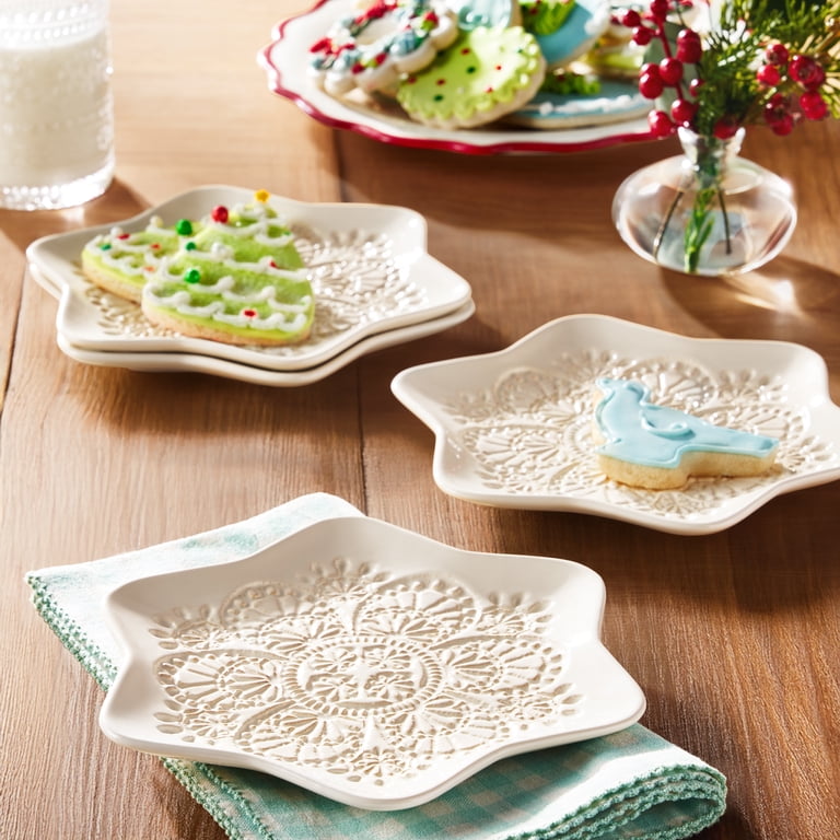 The Pioneer Woman Vintage Lace Snowflake Appetizer Plates, White