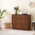 thumbnail image 7 of Weselon 3-Drawer Farmhouse Dresser with Waveform, Fully Assembled Nightstand Wooden Finish for Boho, Mid-century, Rustic Style,Walnut, 7 of 7
