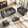 thumbnail image 3 of BedLuxury Sectional Sofa Sets with Movable Storage Ottoman, Cloud Couch Seats 6, Living Room Furniture Sets, Chenille Gray, 3 of 10
