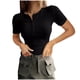 thumbnail image 1 of Karight Women's Summer Tops Short Sleeve Shirts Ribbed Knit Henley Button Up T Shirts Slim Fit Casual Basic Tee, 1 of 6