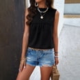 thumbnail image 4 of AherBiu Camisole pour Femmes Boho Décontractée Col Rond Imprimé Ajouré Sans Manches Dos Goutte Lacée Camis de Vacances, 4 of 7
