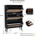 thumbnail image 4 of Shoe Cabinet Storage, Fluted Organizer Cabinet with 3 Flip Drawers, Hidden Shoe Rack Freestanding Shoe Organizer with Legs for Hallway, Black, 4 of 8