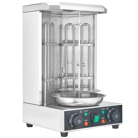 KFFKFF Gyro Rotisserie Oven, Can Hold 13lbs, Electric Vertical Broiler with 2 Heating Elements, 122℉-572℉ Chicken Shawarma Cooking Device, Doner Kebab Maker for Residential/Commercial Purposes