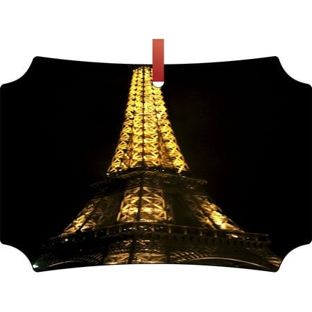 Eiffel Tower Christmas Tree Ornament Eiffel Tower Lit Up for Christmas Hanging Berlin Shaped Tree Ornament - (Flat) - Double Sided - Holiday - Christmas - Tm - Made in the USA ()