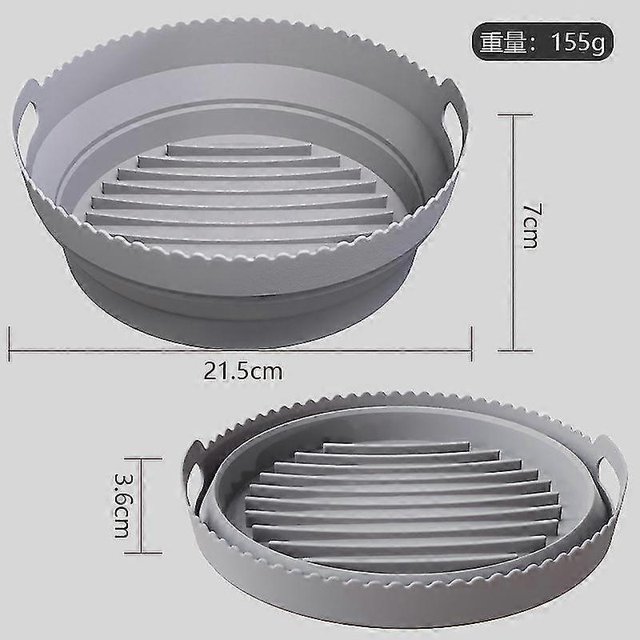 Foldable Air Fryer Silicone Liners, Air Fryer Silicone Pot Reusable Easy Cleaning Save Space Air Fryer Accessories B Grey