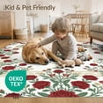 thumbnail image 4 of ODIKA 9'x12' Washable Area Rug Non-Shedding, Easy Care Vintage Roses Ornate Scroll Border Semicircle Cookies Circle Semi Refined for Master Suite, California King, Under Bed, 4 of 7