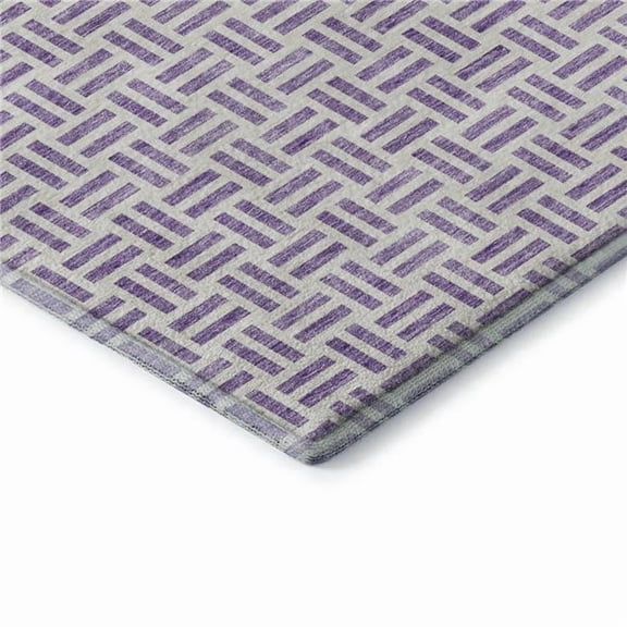 HomeRoots 677261 10 x 14 ft. Lavender & Ivory Geometric Transitional Washable Machine Made Rectangle Area Rug with UV Protection