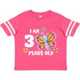 thumbnail image 3 of Inktastic I Am 3 Years Old Cute Smiling Butterfly with Flowers Girls Toddler T-Shirt, 3 of 5