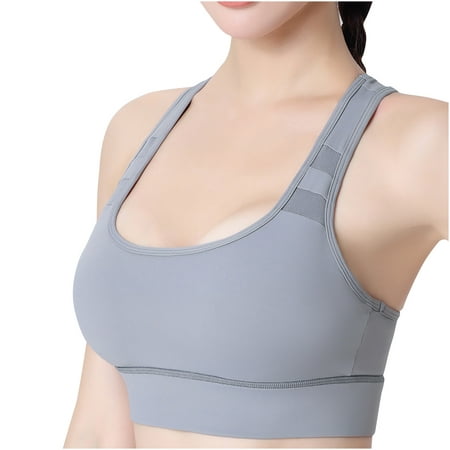 

Jerdar Sports Bra for Women Breathable Padded Support Underwear Fitness Yoga Quick-drying Shockproof Vest Running Bra Gray S