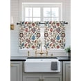 thumbnail image 2 of Boho Floral Tier Curtains 24 Inch Length,Sheer Curtains for Bedroom Living Room Window Blue Red Flower Vintage Petals Branch Leaf Small Half Window Kitchen Curtains & Drapes 27.5"x24" 2 Panels, 2 of 6