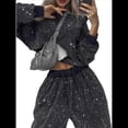 thumbnail image 3 of Conjuntos de Dos Piezas para Mujer: Blusas con Estrellas Brillantes, Camisetas, Pantalones y Conjuntos para Conciertos y Fiestas. Negro M, 3 of 10