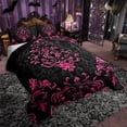 thumbnail image 2 of Manfei Pink Baroque Damask Bedding Sets Toddler with Comforter, Hippie Flower Floral Duvet Insert, Vintage Victorian Comforter Sets Toddler Size, Breathable Bedroom Decorative, 2pcs Reversible, 2 of 6