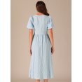 thumbnail image 3 of DARING DIVA Women's Puff Sleeve Textured Fit and Flare Dresses L Sky Blue, 3 of 5