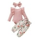 thumbnail image 2 of Ropa para bebé recién nacido Augper, conjunto para niña, mono con mangas con volantes, pantalones florales, conjuntos para niña pequeña, 2 of 8