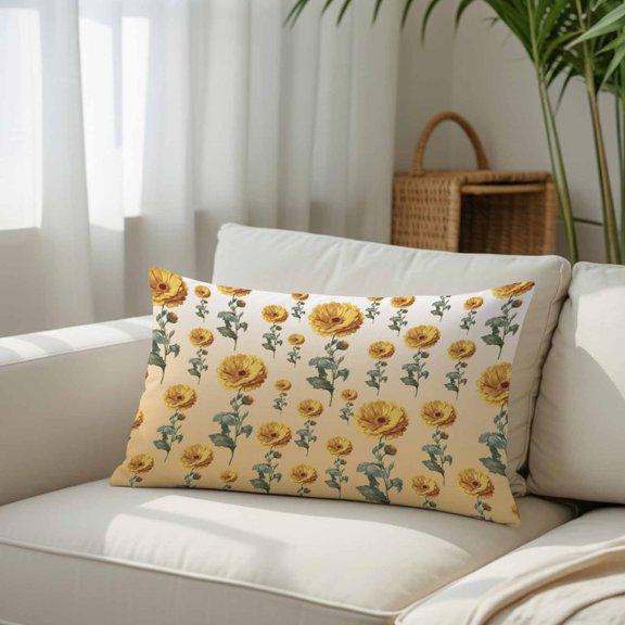 Spring Farm Sunflowers Throw Pillow Covers, Decorative Pillow Covers With Hidden Zipper Soft Brushed Microfiber Fabric, Abstract Country Floral Art Pillowcases for Couch Bed 16x24in