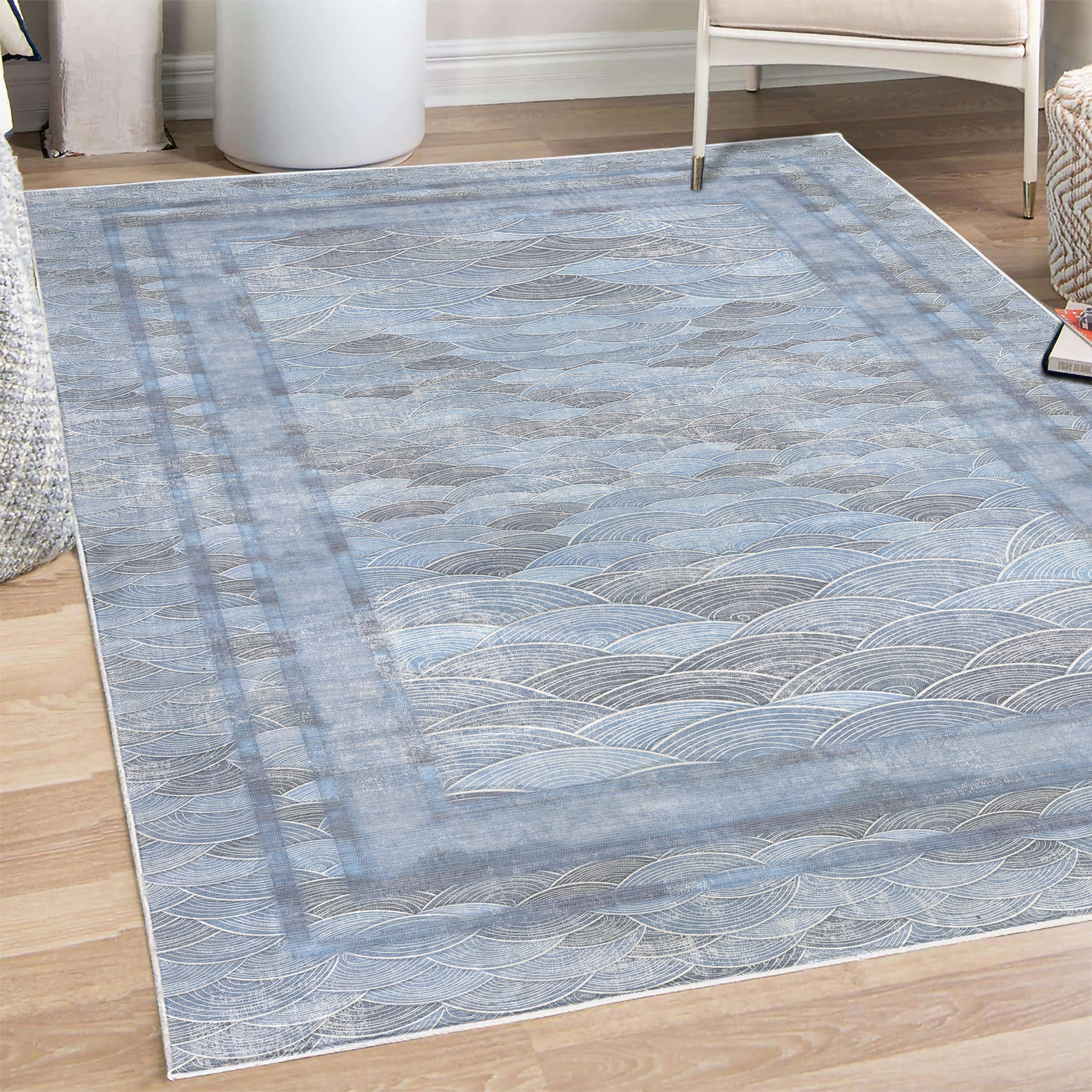 Dream Rug Modern Decorative Rug, Pastel Dream of Underwater Life Squama Look ...