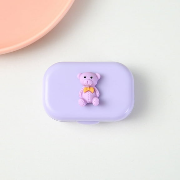 Falleo Clearance Contact Lens Case Cute Odorless Portable Protective Contact Lenses Storage Box Container for TravelPurple Little Bear