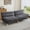 Gray, variant on Ebello Convertible Futon Sofa Bed, Fabric with 3-Position Reclining Backrest and Adjustable Armrests for Living Room Apartment Office, Gray