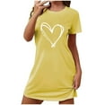 thumbnail image 4 of FDGIU Women's Plus Size Valentine Nightgown - Short Sleeve Loose Fit Cute Heart Graphic Crew Neck Nightshirt, 4 of 5