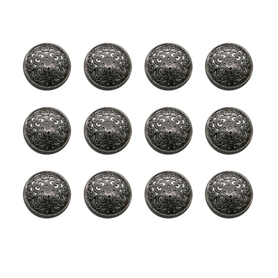 NUOLUX 30pcs 18mm Stylish Metal Buckle Hollow-out Button Handcraft Tools Down Button DIY Sewing Buttons for Decor Use (Black)