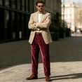 thumbnail image 5 of Fewfanhot Pants for Men Velvet Wide Leg Work Pants High Waisted Dressy Office Business Casual Pull On Trousers, 5 of 9