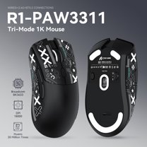 ATTACK SHARK R1 SUPERLIGHT Mouse with Tape, PixArt PAW3311 Gaming Sensor, BT/2.4G Wireless/Wired Gaming Mouse, 6 Adjustable DPI up to 18000, 65 Hrs Battery, Office Mice for Win11/Xbox/PS/Mac