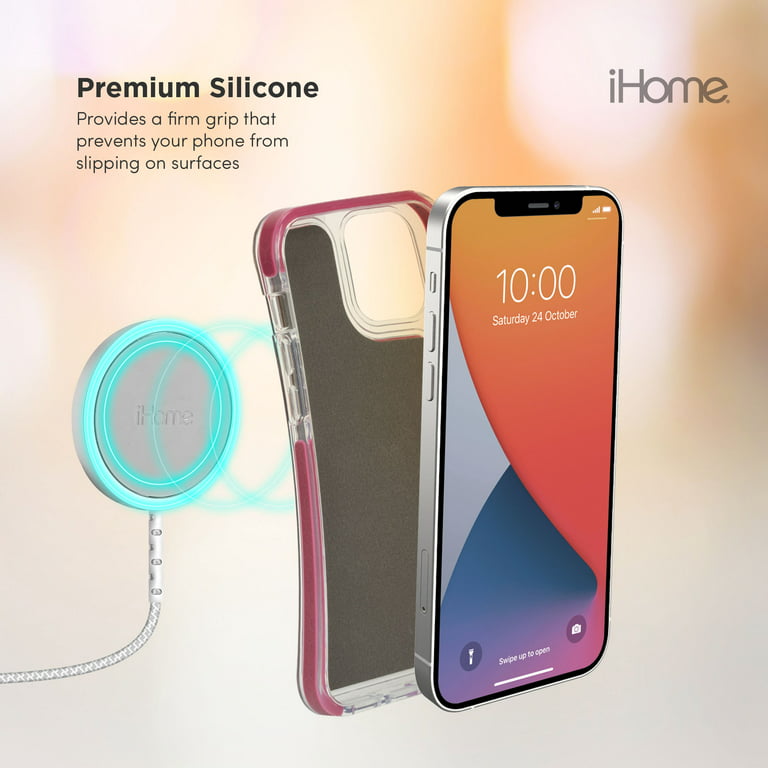 iHome Magnetic Silicone Velo Case: Premium Silicone, Lightweight, Ultra  Slim, Shock Absorbent Velo Protective Case, MagSafe Compatible (iPhone 12  Pro