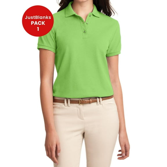 JustBlanks Womens Silk Touch Polo Durable Breathable Classic Design