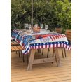 thumbnail image 3 of Outdoor Tablecloth with Umbrella Hole for Patio/Picnic/Party/Camping, 4th of July Waterproof Table Cloth Rectangle Table Cover Washable, Red Blue Gnomes Independence Day Stars Striped (60"x 120"), 3 of 9