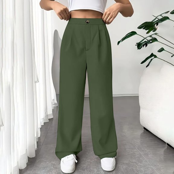 BLOCLOALO Dress Pants Baggy Pants Womens Casual Wide Leg Dress Pants High Waist Tailored Down Trousers with Pockets Wide Leg Pants Palazzo Pants Comfortable Pants A L