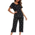 thumbnail image 1 of HAHDAXIA Womens Pajama Set Cotton Capri Pant Pyjama Short Sleeve Sleepwear Summer Pjs, 1 of 7