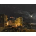 thumbnail image 2 of Ippolito Caffi 18x15 Black Ornate Wood Framed Double Matted Museum Art Print Titled - Festival in Venice, 2 of 5