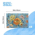 thumbnail image 2 of BaHomeck placemats Set of 4 rectangle Linen Cotton Placemats for Dining Table Washable Heat Resistant,18*12inch,Hand-Painted Flowers In Light Blue And Orange Tones, 2 of 4