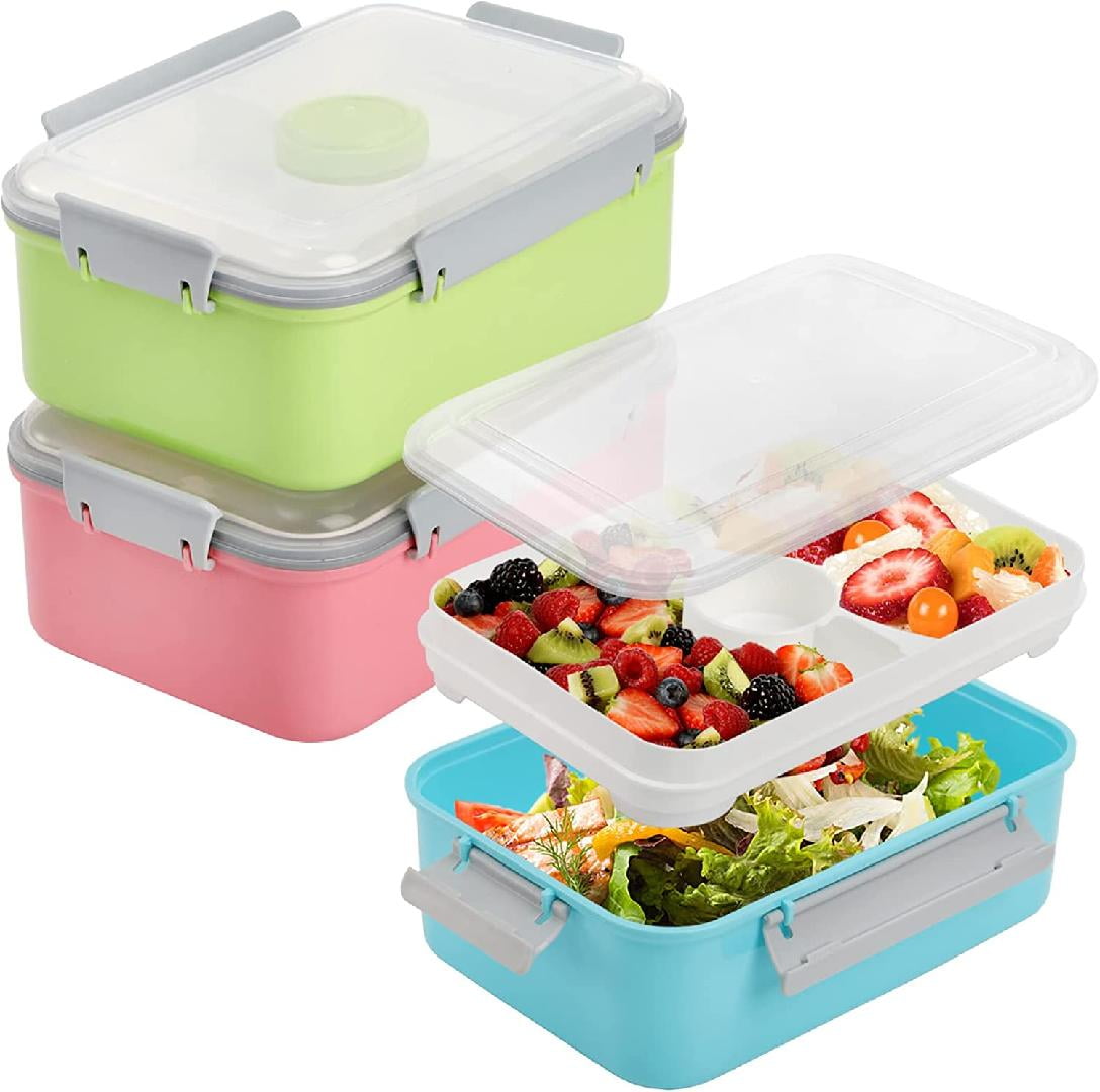 3 Pack Salad Lunch Container with Removable Tray and Dressing Pot, 47