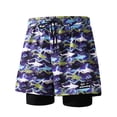 thumbnail image 4 of Mens 2 in 1 Swim Trunks with Compression Liner Summer Printed Quickly Dry Swim Short Swimsuit Bathing Suit Beach Shorts (XL, Multicolor), 4 of 6