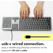 Macally Premium Wired USB C Keyboard with USB Ports (2X USB-A |1x USB-C Ports) - Wired Keyboard- Full Size Type C Connection