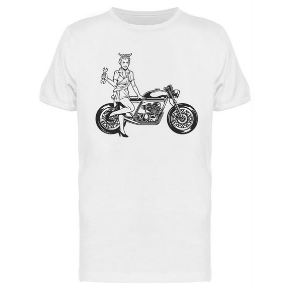 Pinup Girl Holding A Wrench T-Shirt Men -Image by Shutterstock, Male XX-Large